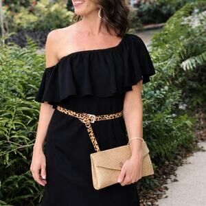 LuLaRoe Black Off Shoulder Midi Dress Ruffle Hem Boho NWT Size M